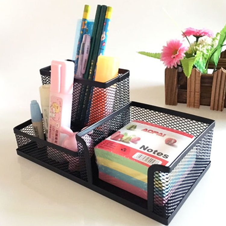 2 PCS Creative Metal Mesh Combined Pen Holder Multifunction Stationery Storage Box