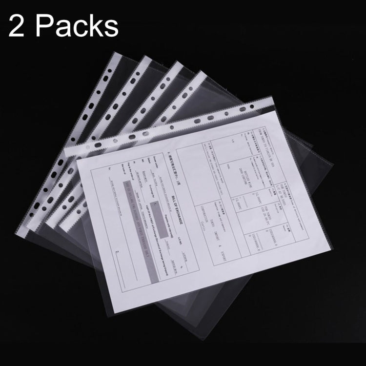 2 Packs Office Transparent 11 Holes A4 File Bag Loose-leaf File Protector, about 100 PCS / Pack