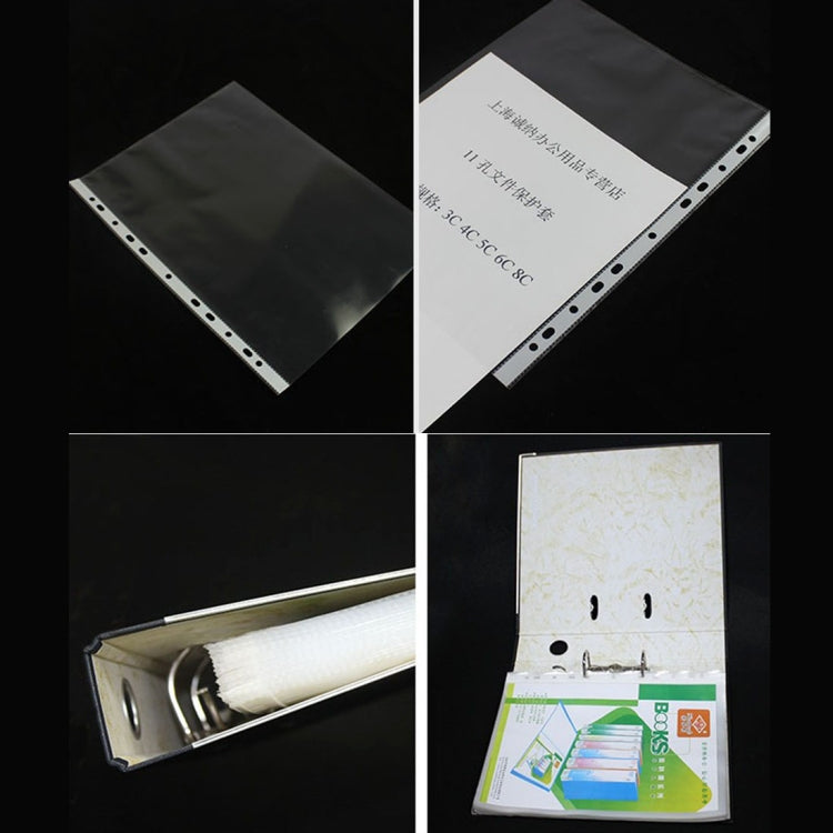 2 Packs Office Transparent 11 Holes A4 File Bag Loose-leaf File Protector, about 100 PCS / Pack