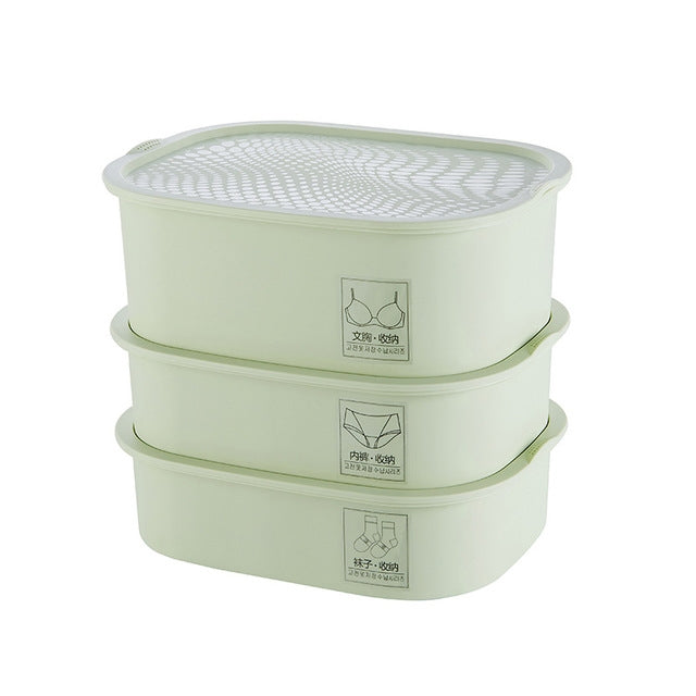 3 PCS / Set Plastic Underwear Socks Storage Box Home Organizer for Small Clothing