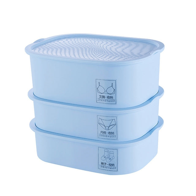 3 PCS / Set Plastic Underwear Socks Storage Box Home Organizer for Small Clothing