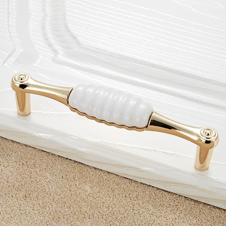 2 PCS 5002-128 Gold Imitated Zinc Alloy Ceramic Handle for Cabinet Wardrobe Drawer Door, Hole Spacing: 128mm