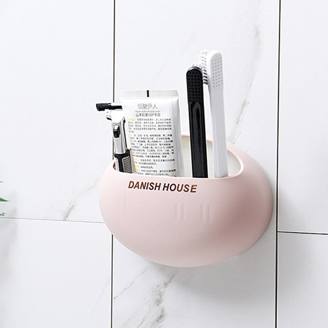 Wall Hanging Traceless Sucker Toothbrush Holder Multifunction Bathroom Storage Shelf