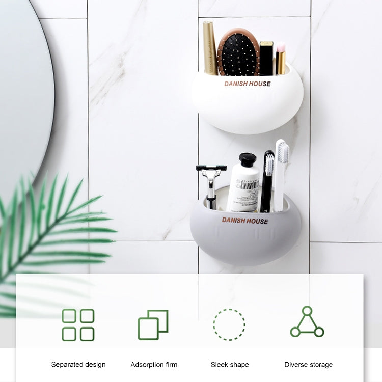 Wall Hanging Traceless Sucker Toothbrush Holder Multifunction Bathroom Storage Shelf