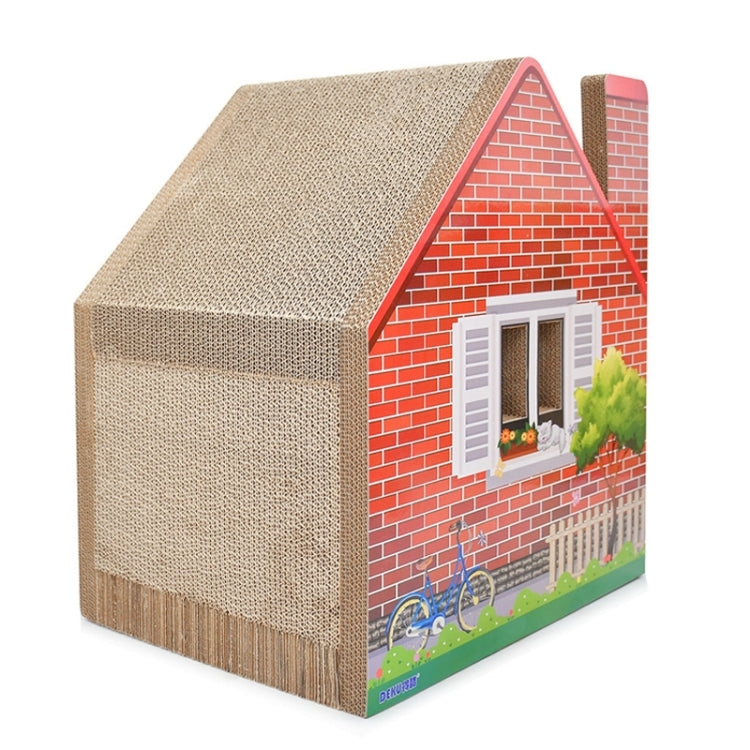 CP-187 Chimney House Shaped Cat Litter Corrugated Paper Cat Scratch Board Grinding Claw Toy