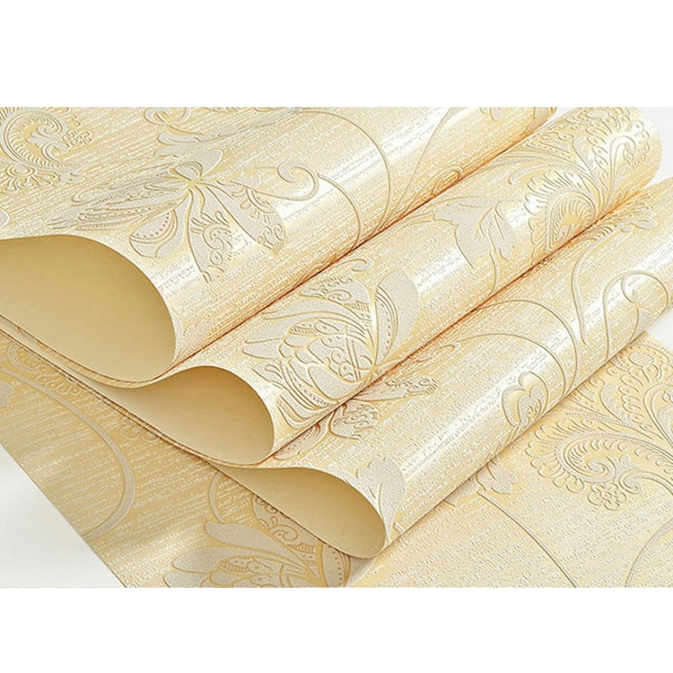 European Pastoral Stereo 3D Embossed Non-woven Wallpaper Bedroom Living Room Background Wallpaper, Size: 10m x 0.53m