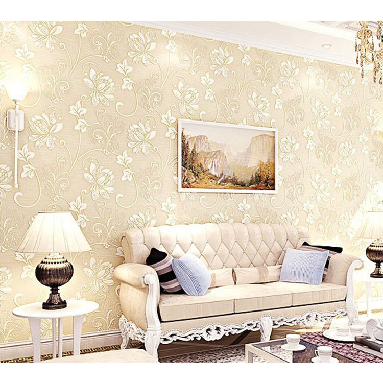 European Pastoral Stereo 3D Embossed Non-woven Wallpaper Bedroom Living Room Background Wallpaper, Size: 10m x 0.53m