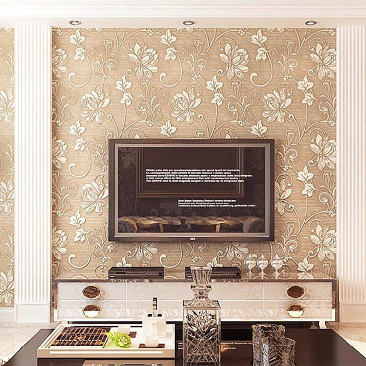 European Pastoral Stereo 3D Embossed Non-woven Wallpaper Bedroom Living Room Background Wallpaper, Size: 10m x 0.53m