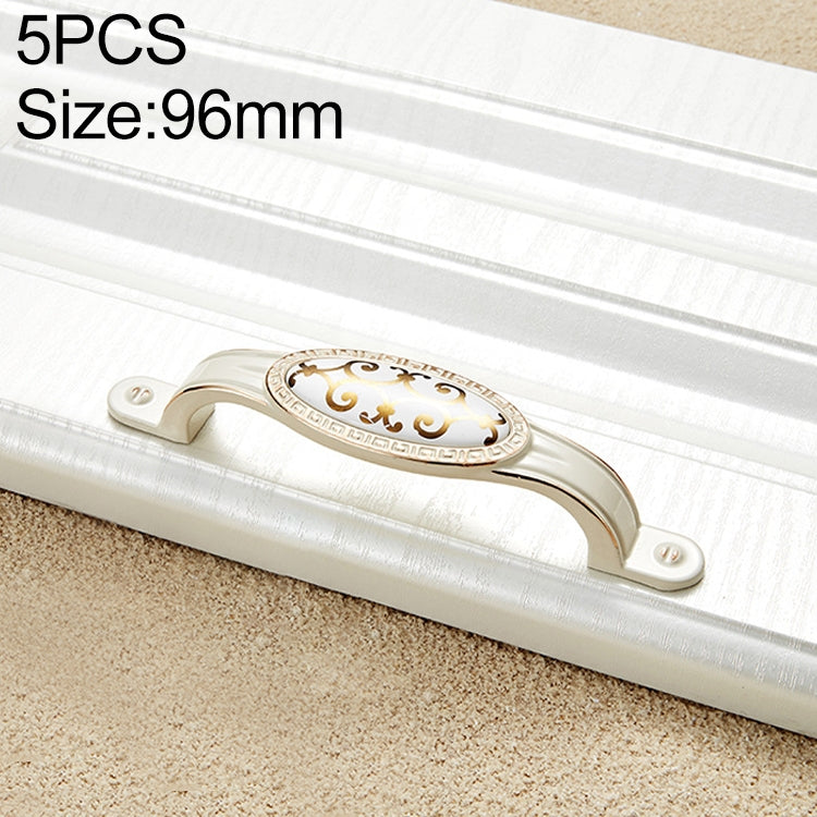 5 PCS 5008-96 Ivory White Cross Gold Cabinet Drawer Zinc Alloy Ivory White Jade Handle