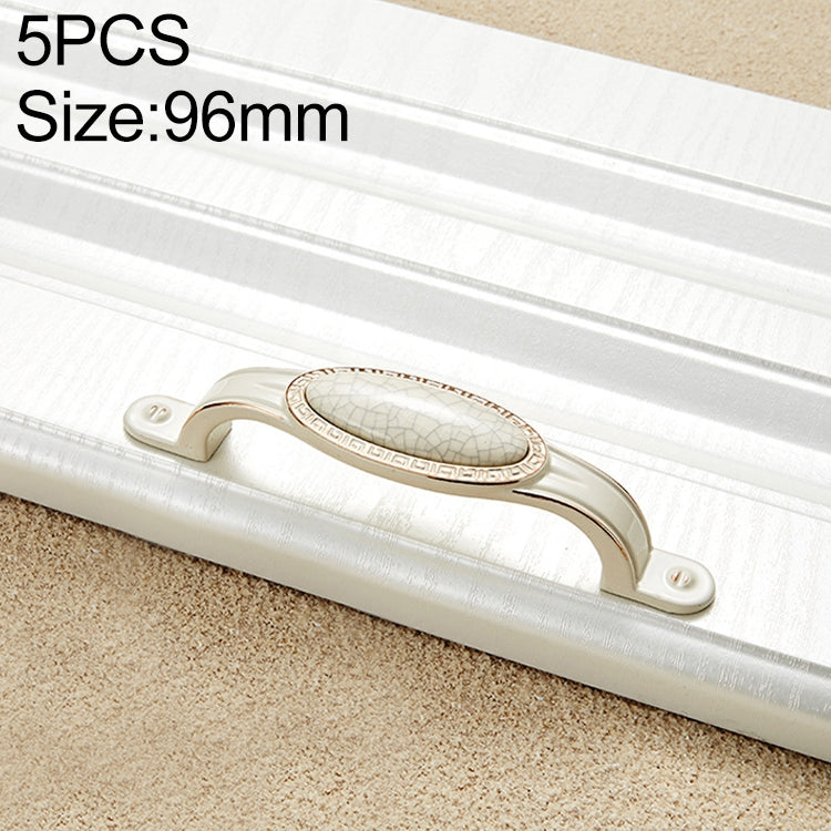 5 PCS 5008-96 Ivory White Crack Cabinet Drawer Zinc Alloy Ivory White Jade Handle
