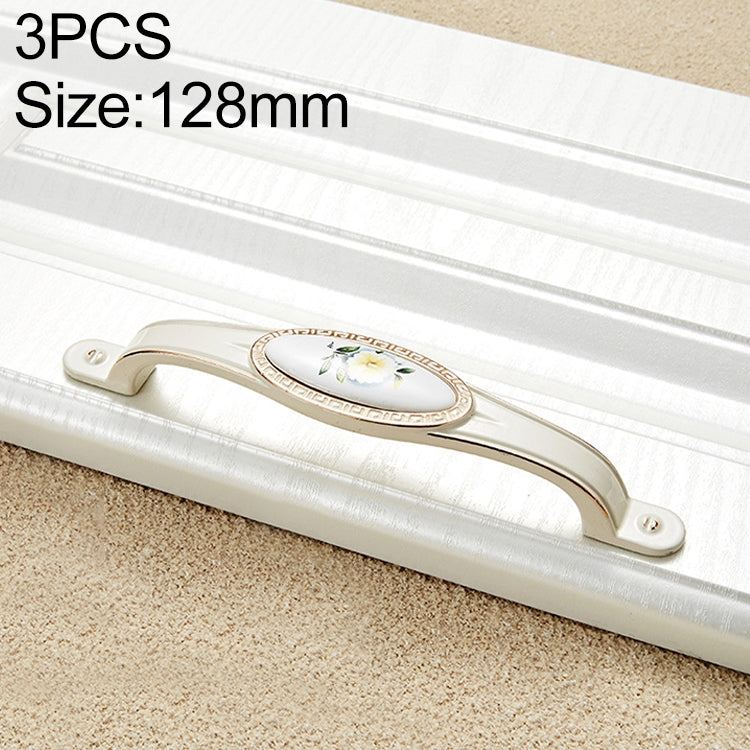 3 PCS 5008-128 Ivory White White Peony Cabinet Drawer Zinc Alloy Ivory White Jade Handle