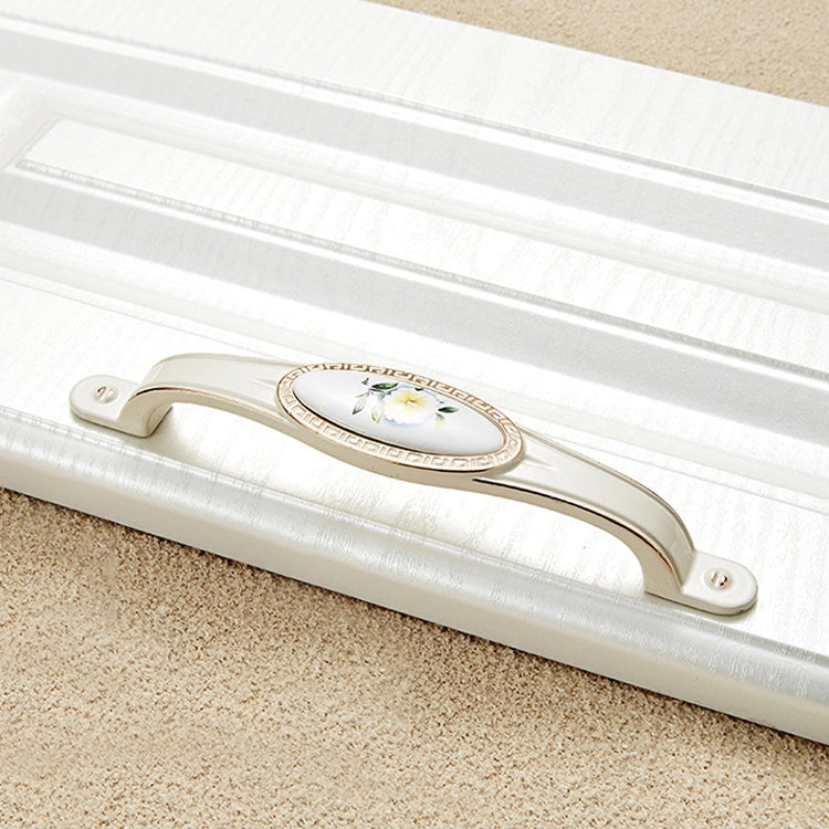 3 PCS 5008-128 Ivory White White Peony Cabinet Drawer Zinc Alloy Ivory White Jade Handle