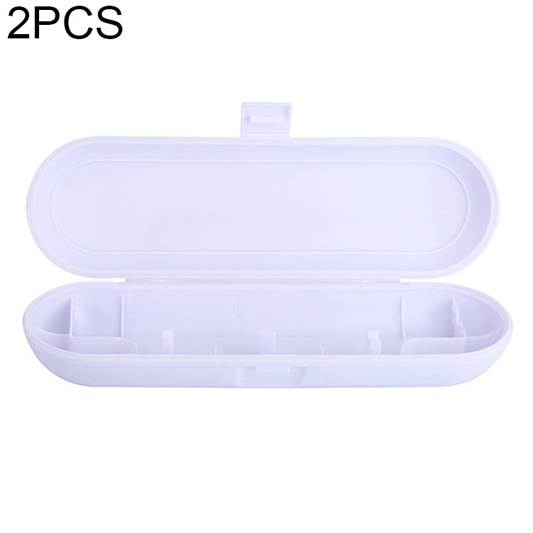2 PCS Portable Universal Electric Toothbrush Toothpaste Travel Carry Storage Box for Philips / Braun / Panasonic (White)