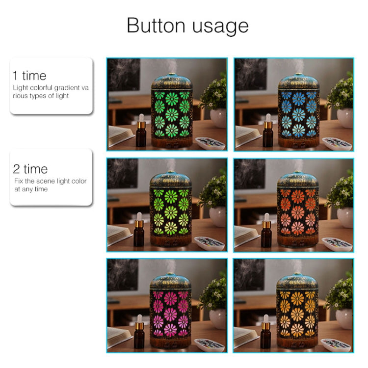 Hollow-out Carved Iron Aromatherapy Machine Ultrasonic Humidifier Automatic Alcohol Sprayer with Night Light, Capacity: 200mL,