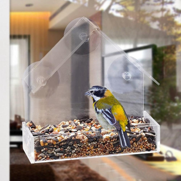Creative Plastic Transparent Adsorption House Type Bird Feeder