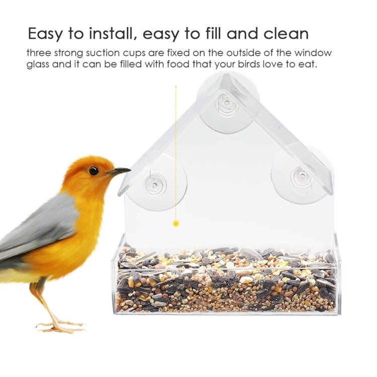 Creative Plastic Transparent Adsorption House Type Bird Feeder