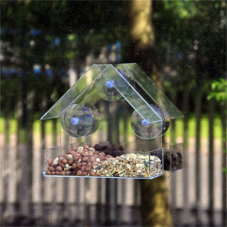 Creative Plastic Transparent Adsorption House Type Bird Feeder