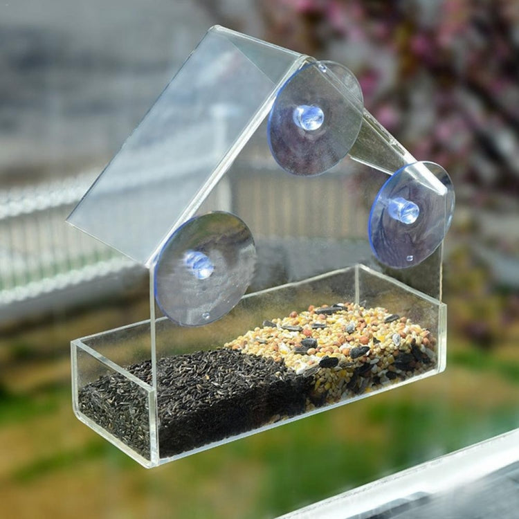 Creative Plastic Transparent Adsorption House Type Bird Feeder