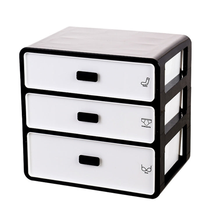 3 Layer Underwear Storage Box Plastic Drawer Home Organizer for Small Clothing and Objects (Black)