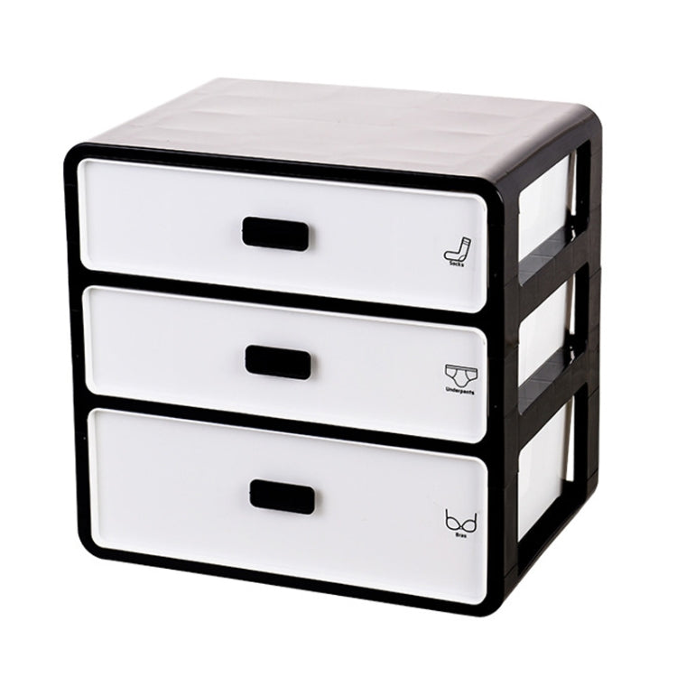 3 Layer Underwear Storage Box Plastic Drawer Home Organizer for Small Clothing and Objects (Black)