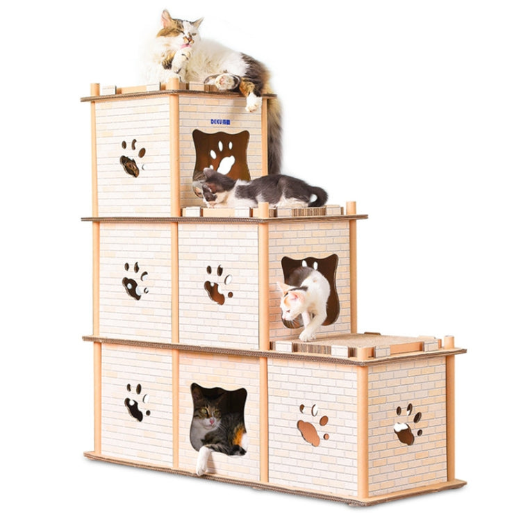 CP-205 DIY Double Stepwise Cat Litter Corrugated Paper Cat Scratch Board Grinding Claw Toy