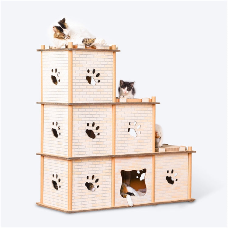 CP-205 DIY Double Stepwise Cat Litter Corrugated Paper Cat Scratch Board Grinding Claw Toy