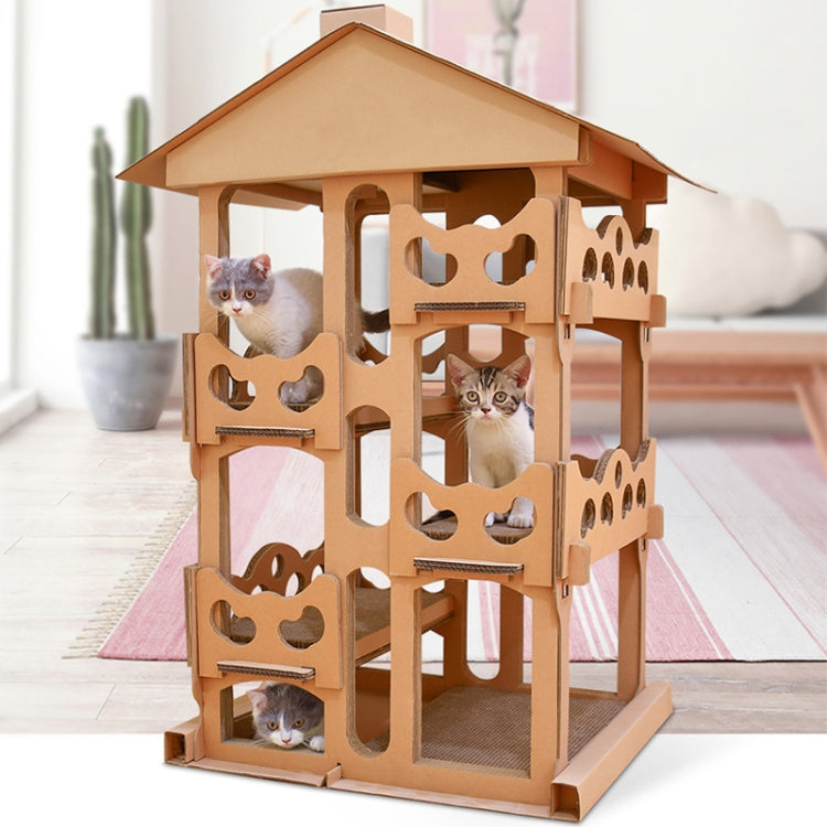 CP-087 DIY Four-floor Cat Villa Corrugated Paper Cat Scratch Board Cat Litter Claw Toy