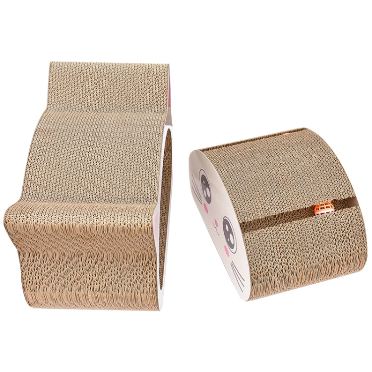 2 in 1 Large Ox-eyed Cathead Corrugated Paper Cat Scratch Board Cat Grinding Claw Toy with Bell