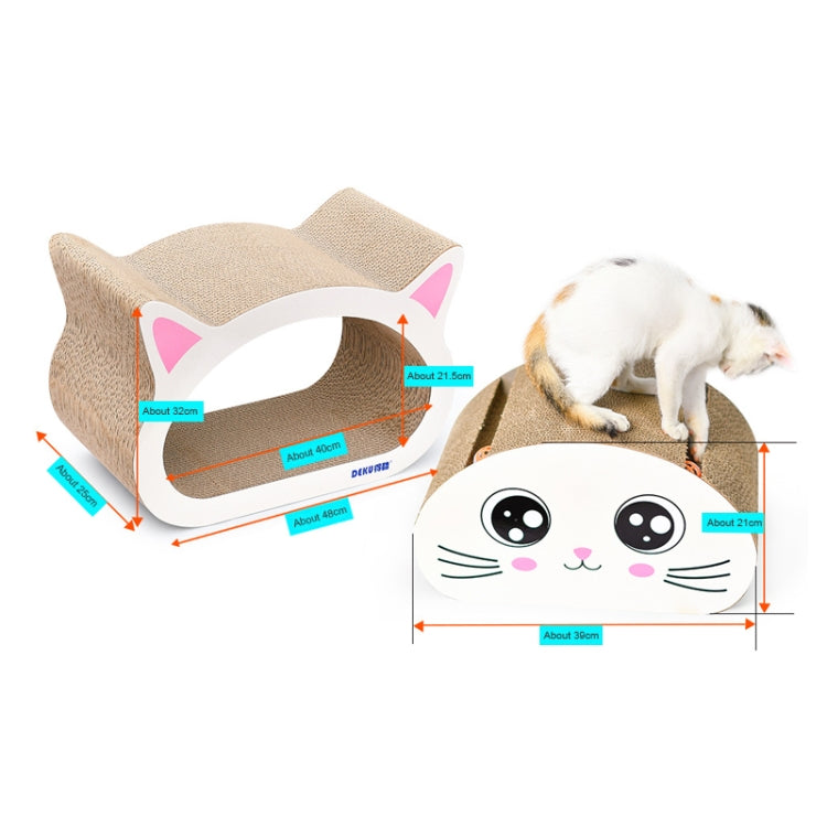 2 in 1 Large Ox-eyed Cathead Corrugated Paper Cat Scratch Board Cat Grinding Claw Toy with Bell