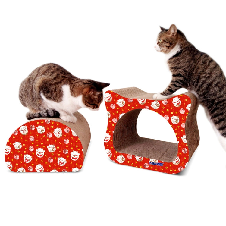 2 in 1 Celebration Cathead Corrugated Paper Cat Scratch Board Cat Grinding Claw Toy