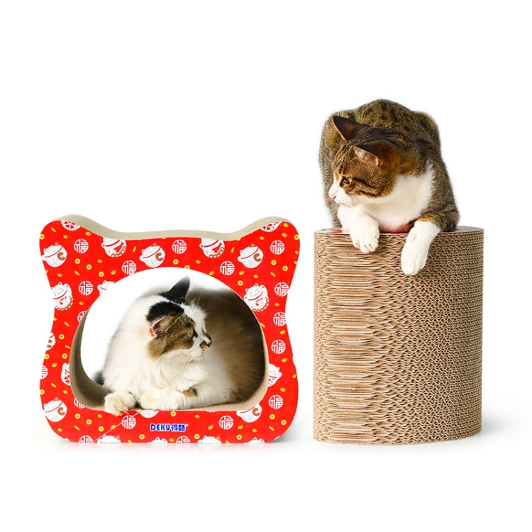 2 in 1 Celebration Cathead Corrugated Paper Cat Scratch Board Cat Grinding Claw Toy