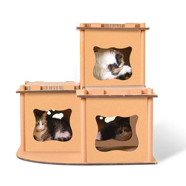 CP-178 Cat Villa Corrugated Paper Cat Scratch Board Cat Litter Grinding Claw Toy(Wood)