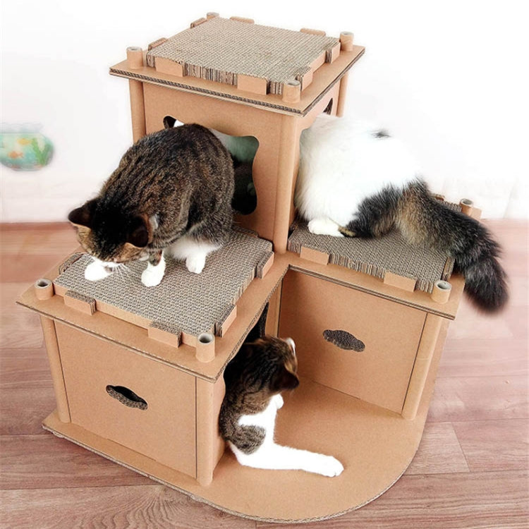 CP-178 Cat Villa Corrugated Paper Cat Scratch Board Cat Litter Grinding Claw Toy(Wood)