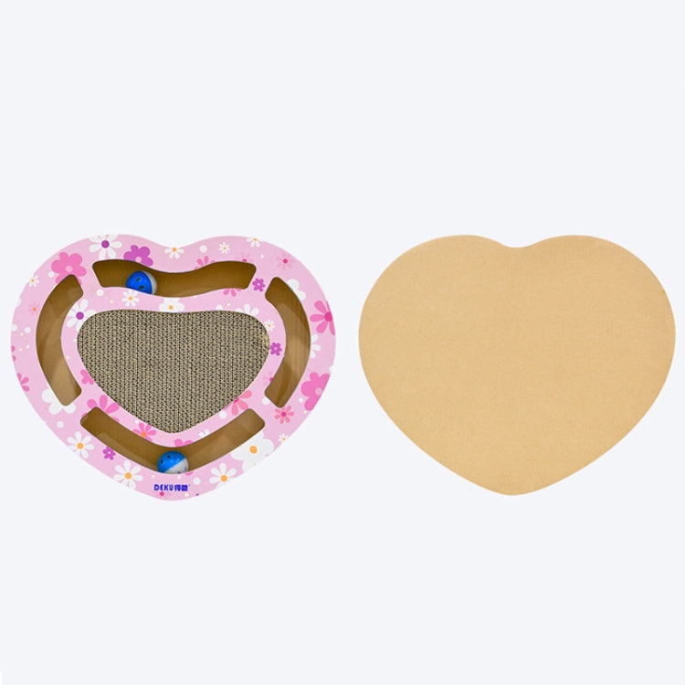 Heart Shape Turntable Cat Scratch Board Corrugated Paper Cat Litter Grinding Claw Toy with Ball