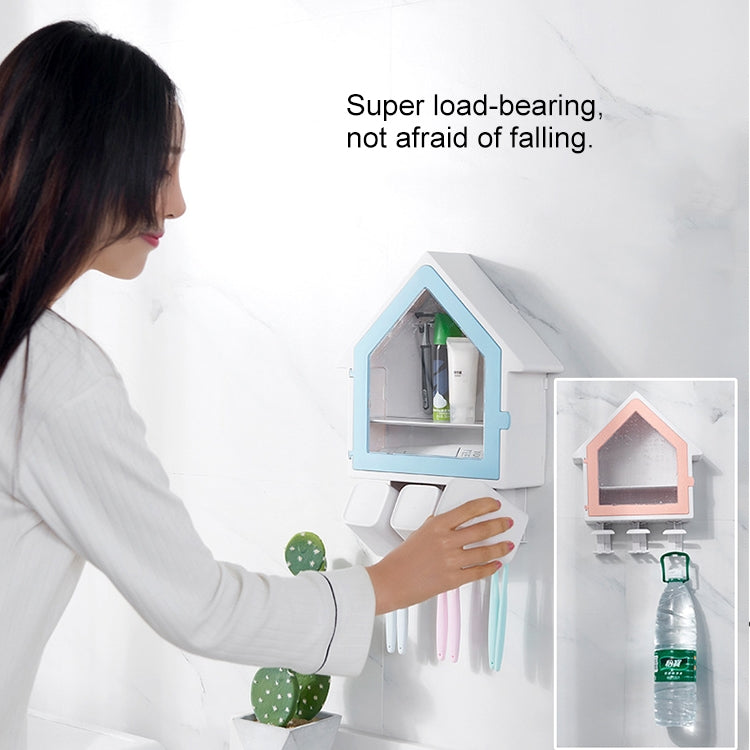 Bathroom Wall Hanging Small House Toothbrush Holder Toiletries Storage Shelf