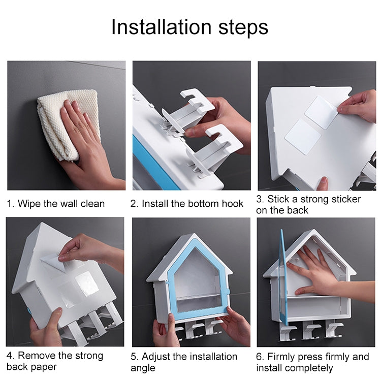 Bathroom Wall Hanging Small House Toothbrush Holder Toiletries Storage Shelf