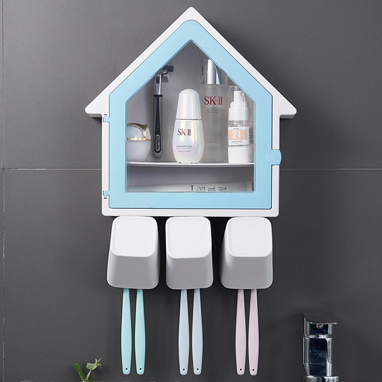 Bathroom Wall Hanging Small House Toothbrush Holder Toiletries Storage Shelf