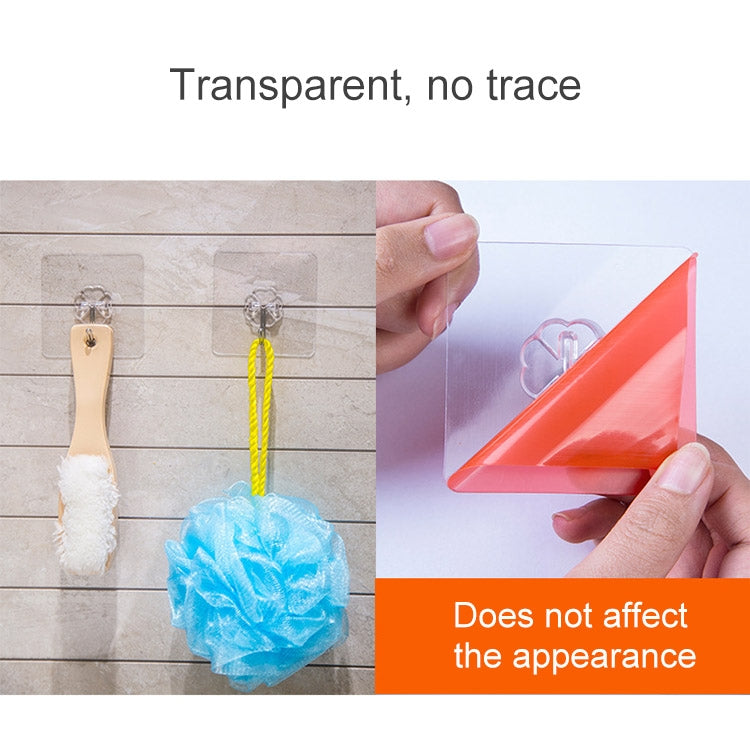 10 PCS PVC + Stainless Steel Thick Plum Shape Seamless Adhesive Hook Waterproof Transparent Strong Stick Hook Kitchen Wall Mount