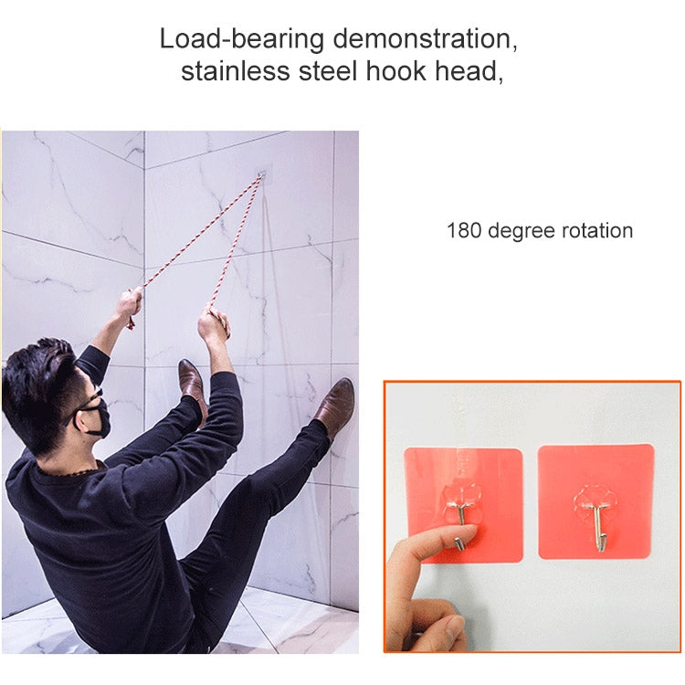 10 PCS PVC + Stainless Steel Thin Plum Shape Seamless Adhesive Hook Waterproof Transparent Strong Stick Hook Kitchen Wall Mount