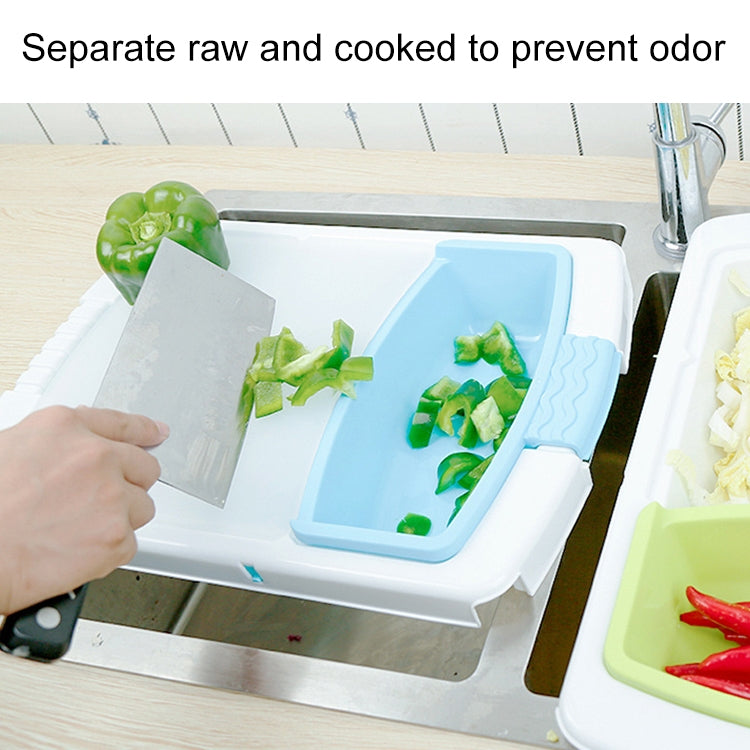 Multi-functional Plastic Cutting Board Fruit Vegetable Drain Basket(Blue)