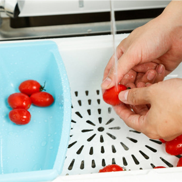 Multi-functional Plastic Cutting Board Fruit Vegetable Drain Basket(Blue)