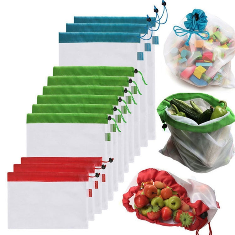 10 PCS Double-Stitched Strength Reusable Fruit Sandwich Pouch Mesh Storage Bags, Size: 30cm x 35cm, Random Color Delivery