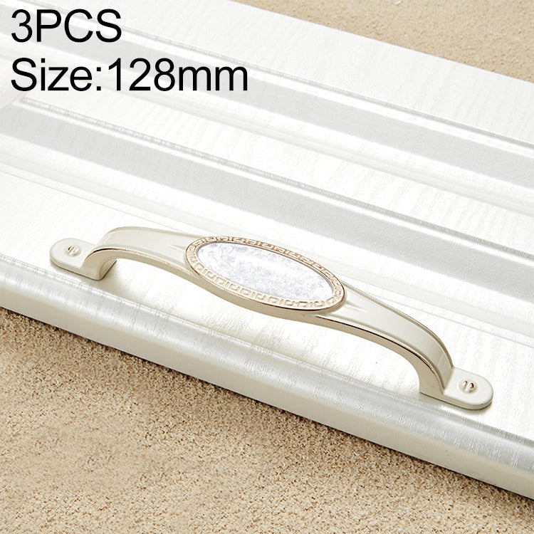 3 PCS 5008-128 Ivory White Pearlescent Jade Cabinet Drawer Zinc Alloy Ivory White Jade Handle
