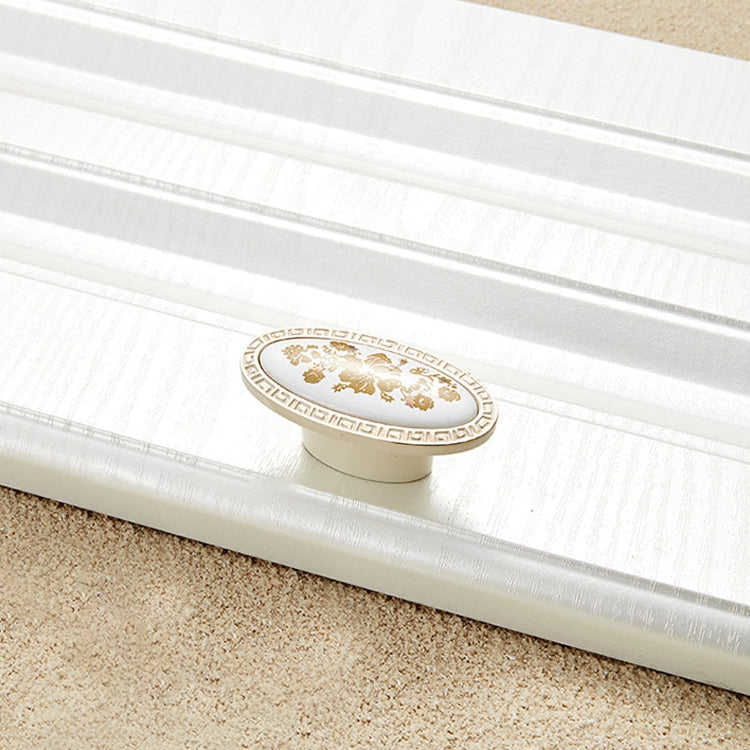 5 PCS 5008-single Ivory White Fake Gold Flower Cabinet Drawer Zinc Alloy Ivory White Jade Handle