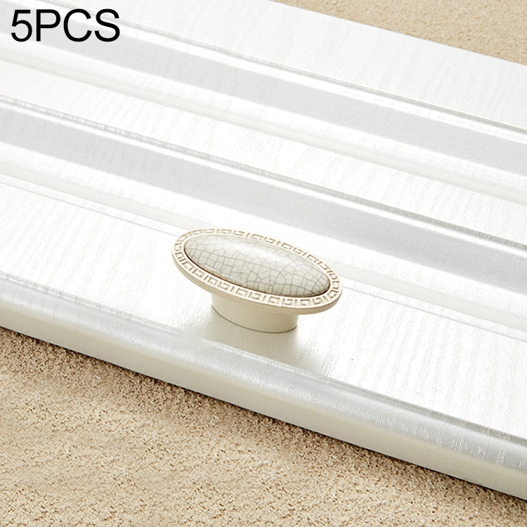 5 PCS 5008-single Ivory White Crack Cabinet Drawer Zinc Alloy Ivory White Jade Handle