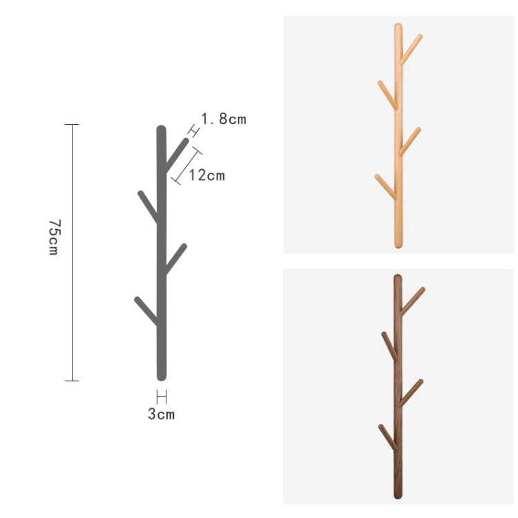 Creative Tree-shaped Solid Wood Hatstand Clothes Hanging Rack,Size: 75x3cm, Beech