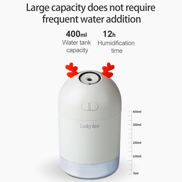 Lucky Deer Shape Large Capacity 400ml LED Humidifier Automatic Alcohol Sprayer
