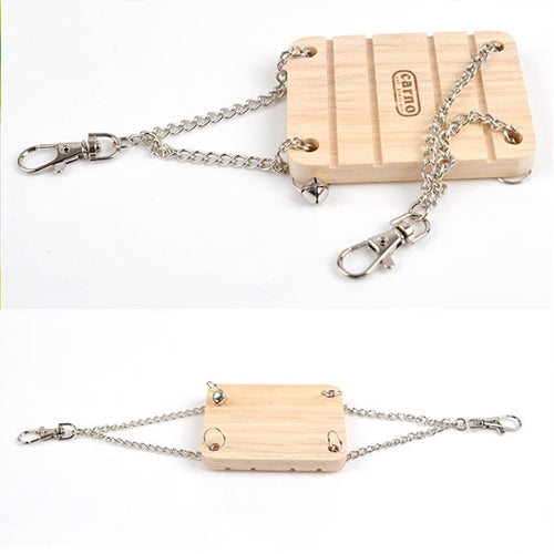 Pet Wooden Hamster Bell Swing with Chain Small Bell Suspension Poppled Hanging Ladder Pet Toys