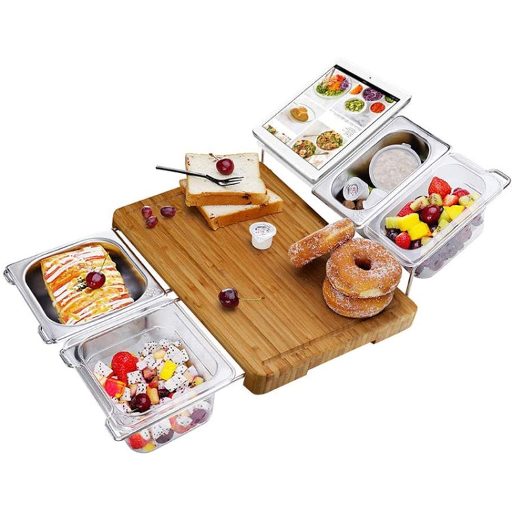 Multifunctional Cutting Board With Flat Bracket + Cutting Board + 2 Steel 2 Plastic Box