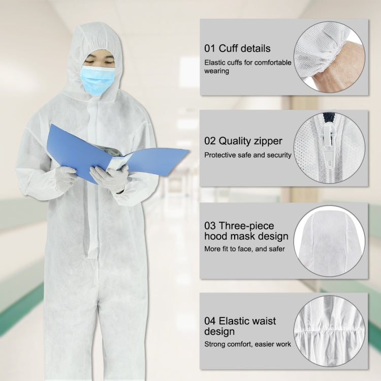 Non-woven Waterproof Disposable Thick Durable Isolation Safely Clothes, Size: Free Size(White)